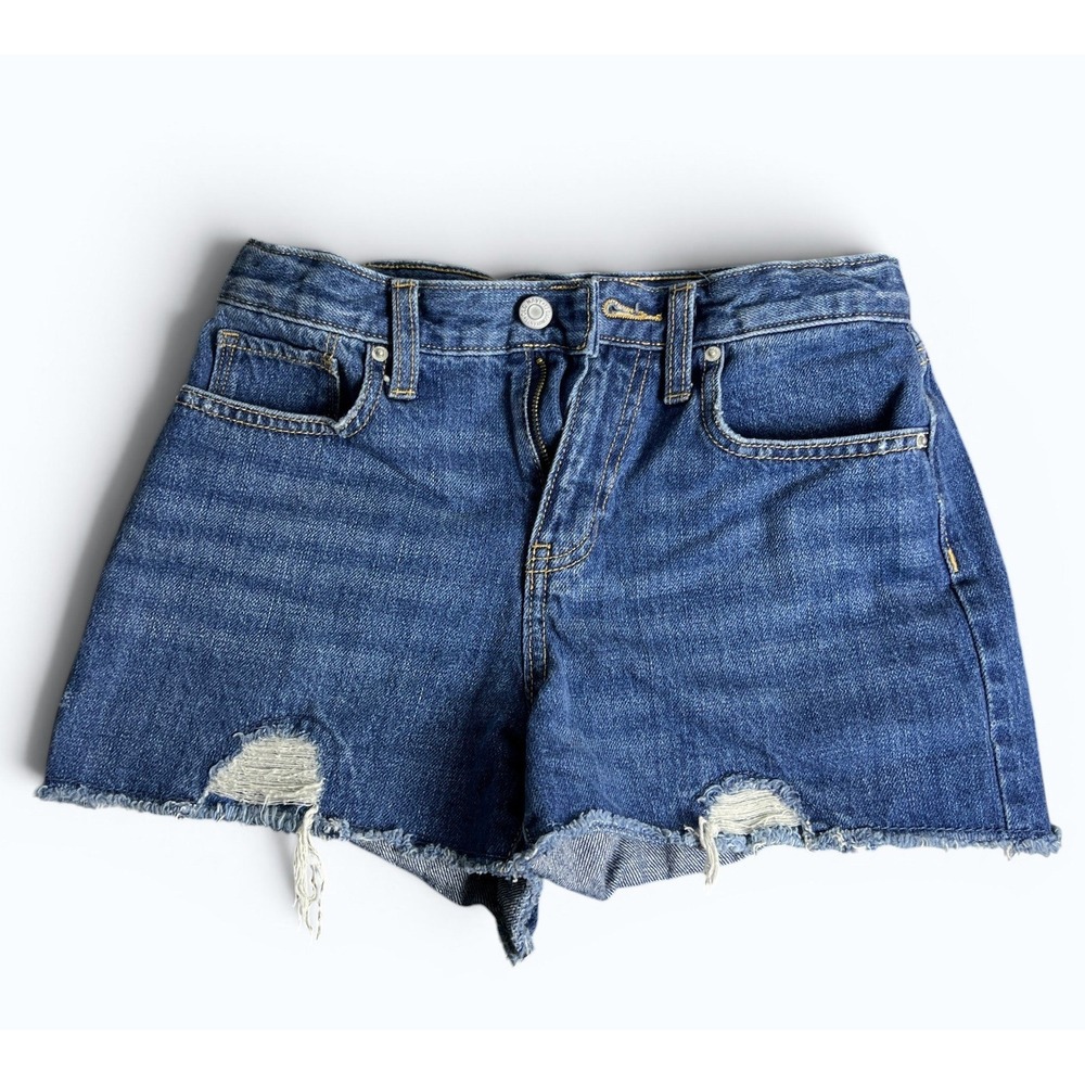 Old Navy Girls Denim Shorts Size 12 Distressed Frayed High Rise